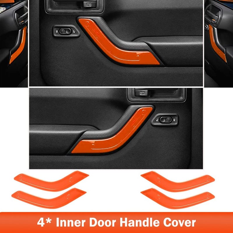 Opall 18PCS Full Set Interior Decoration Trim Kit Steering Wheel& Center Console Air Outlet Trim, Door Handle Cover Inner for Jeep Wrangler JK JKU 2011-2018 2 Door &4 Door (Orange) - Image 5